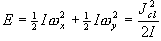 E = {\textstyle{1 \over 2}}I\omega _x^2  +
  {\textstyle{1 \over 2}}I\omega _y^2  =
  \frac{{J_{cl}^2 }}{{2I}}