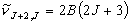 \tilde \nu _{J + 2,J}  = 2B\left( {2J + 3} \right)